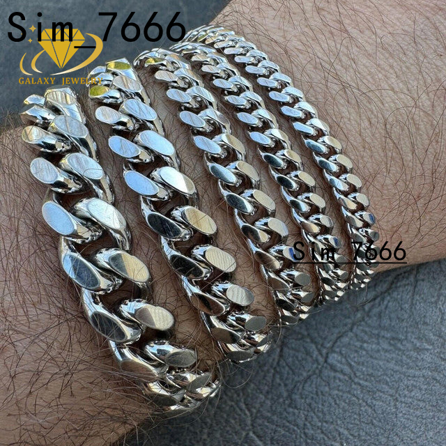 Fine Jewelry Necklaces Custom 925 Sterling Silver 18k 14k Gold Plated Hiphop Chain Plain Miani Cuban Link Chain for Men Women