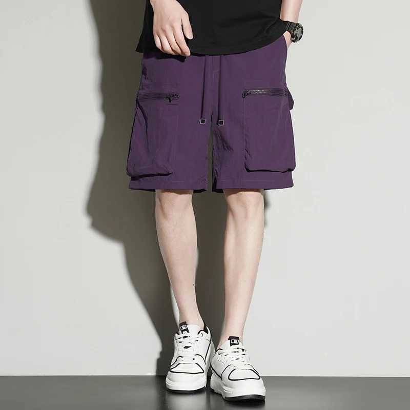Workwear shorts for men summer loose sports shorts summer mens ice silk casual cropped pants Y250814