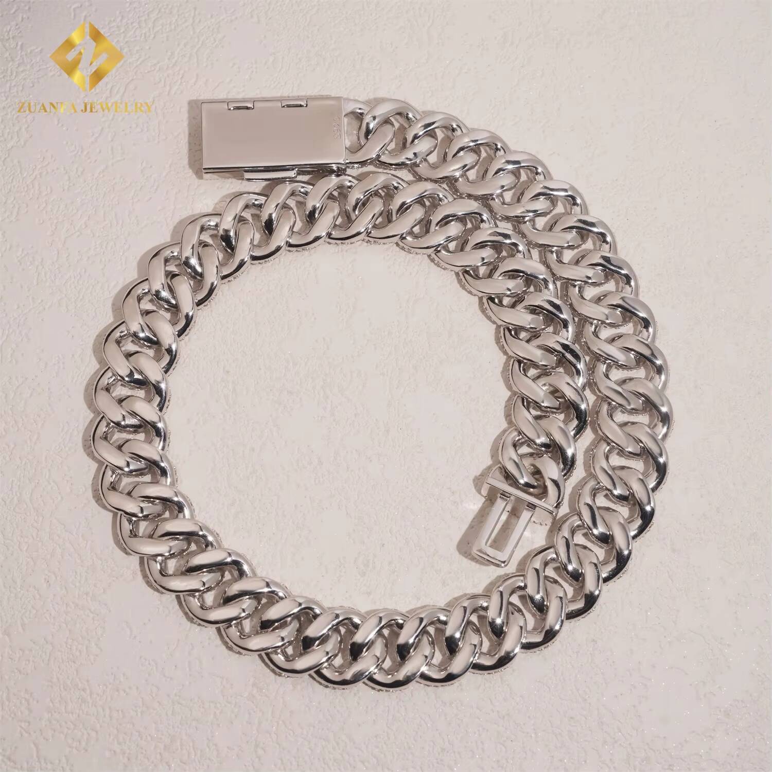 GRA Certificate Hip Hop Jewelry VVS Moissanite 18mm Cuban Link Chain Iced Out 925 Sterling Silver Men Fashion Chain Necklace