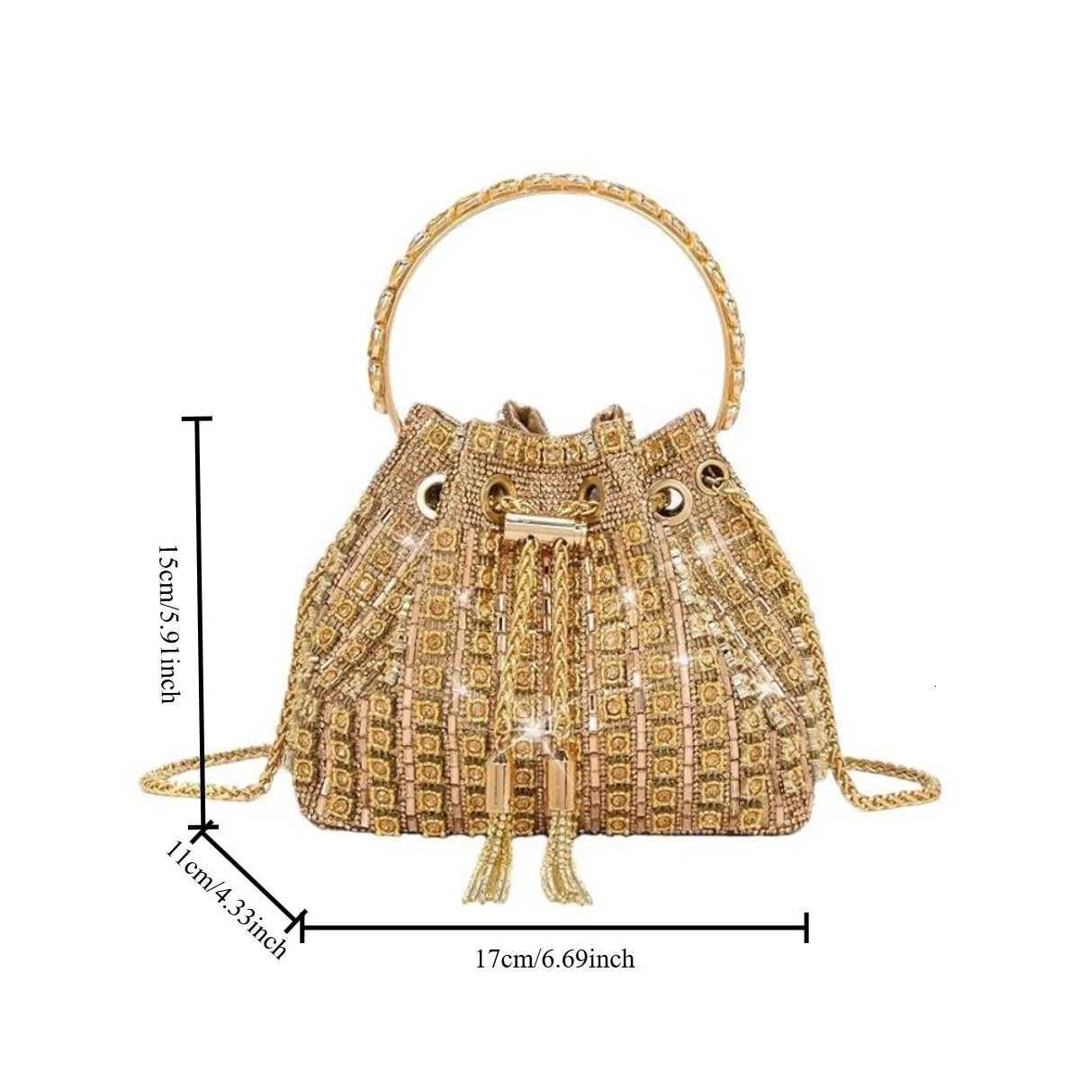 JIOMAY Womens 2025 Fashion Light Banquet Bag with Charm Diamond Inlaid Handbag Fashion Full Diamond Bucket Bag Z250815