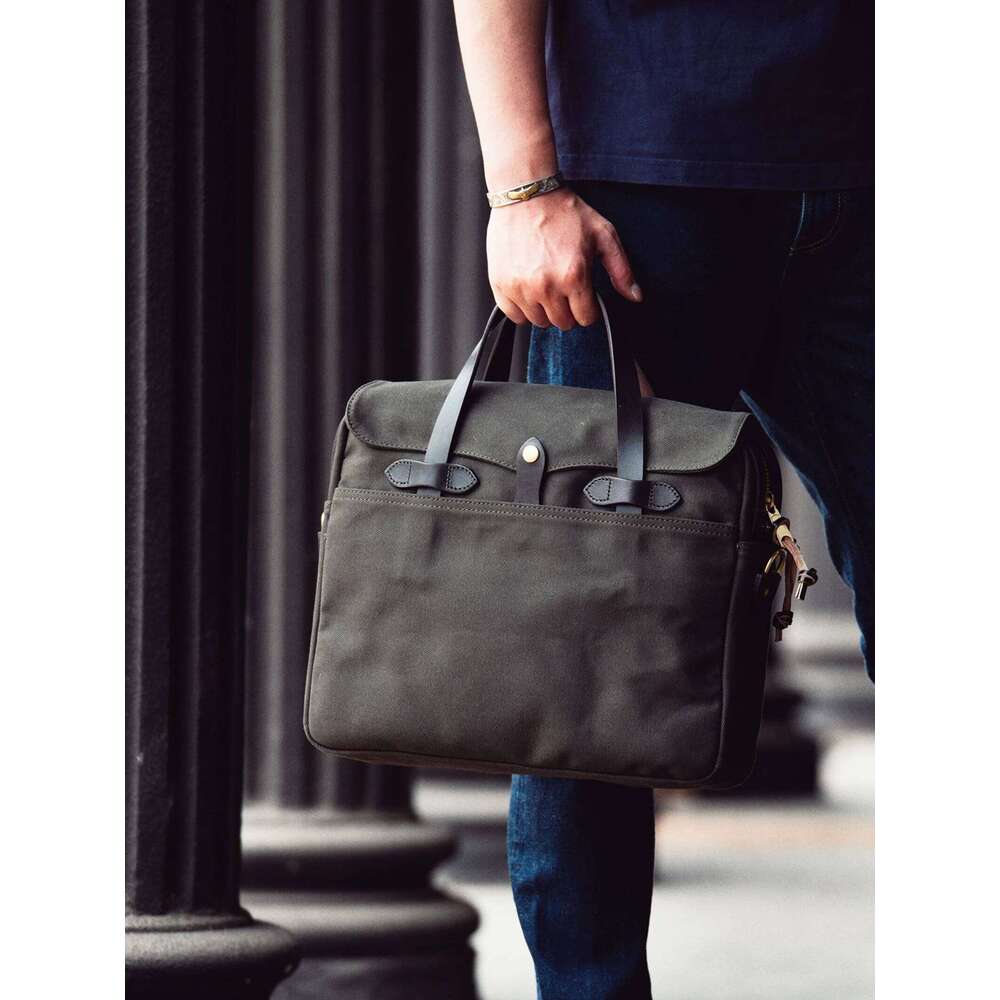 Designer bag 52 Tailor Brando American Vintage Men's Business Briefcase S ize 40*30*10cm Heavy Duty Oil Waxed Canvas 70256 Tote 15" Computer