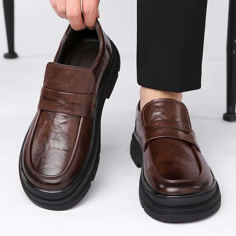 2025 New Casual Leather For Breathable, Formal, Business, Men, One Step Le Fu Shoes, Trendy Bean Shoes