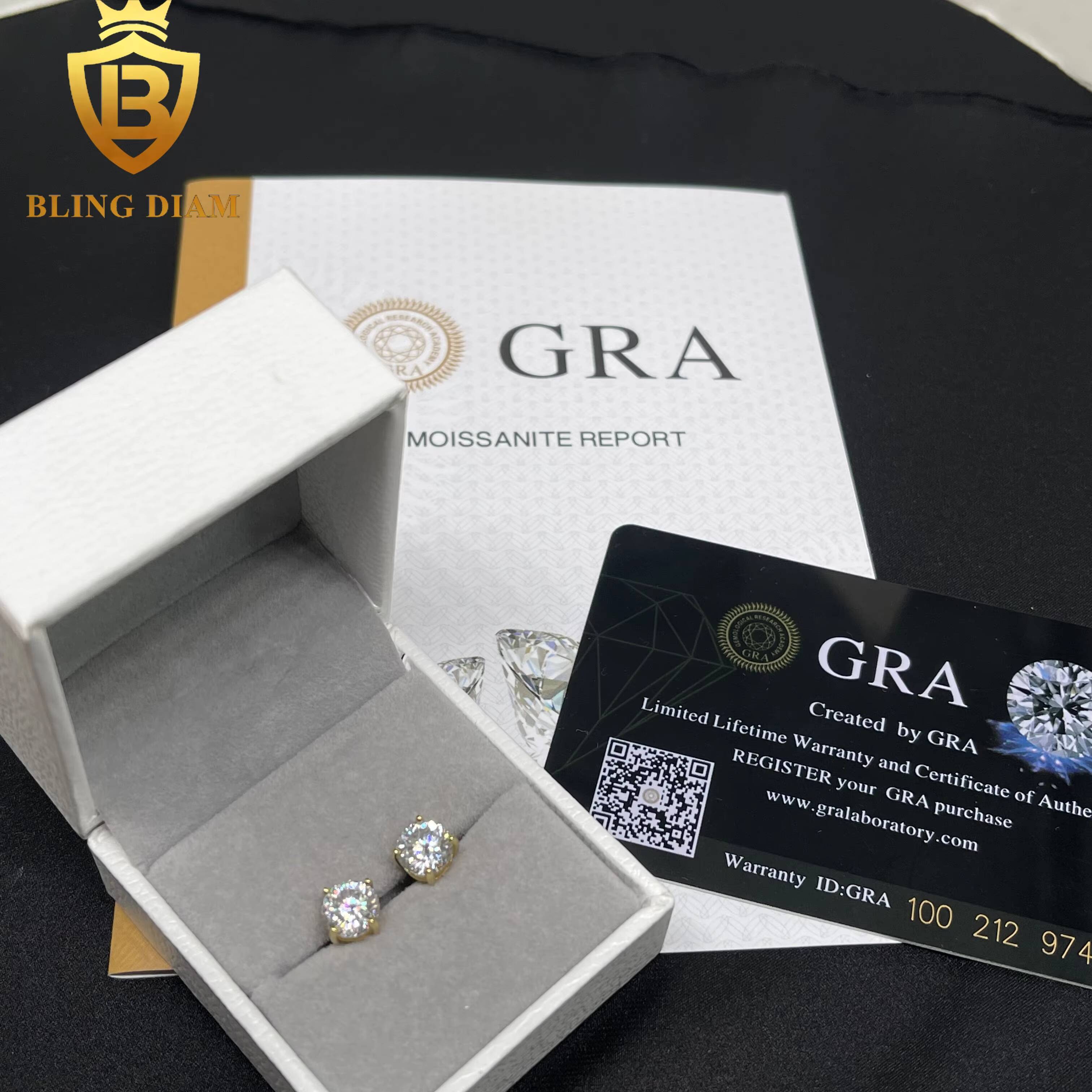 6.5mm Fine Jewelry Iced Out Jewelry Solid 925 Sterling Silver VVS Moissanite Pass Diamond Tester Earrings Women