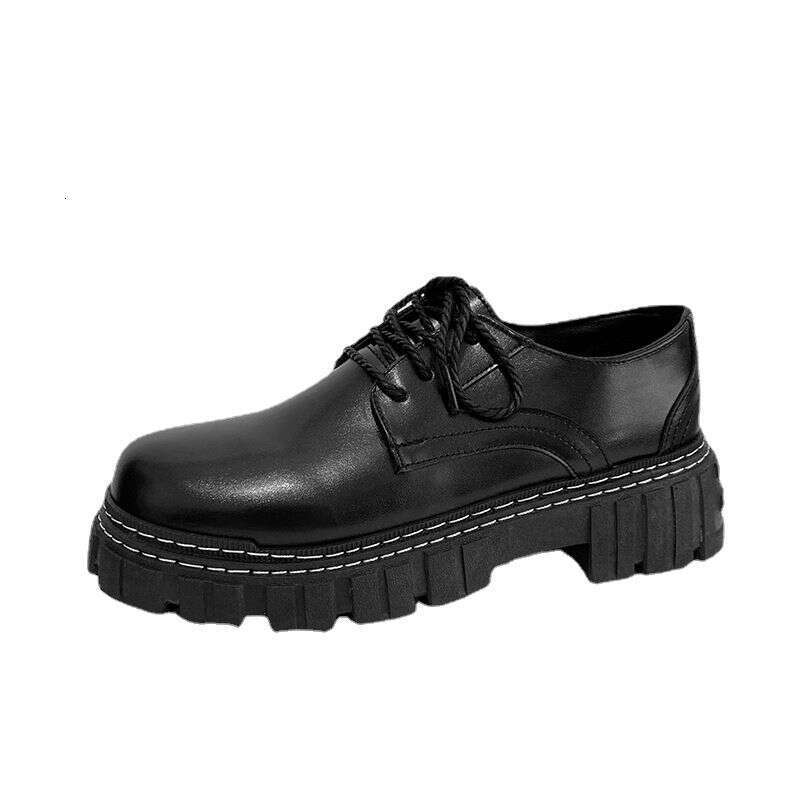 Step Into Derby Men's Black Expert Spring And Autumn New Low Top Small Leather Shoes Live Broadcast Youth Leisure