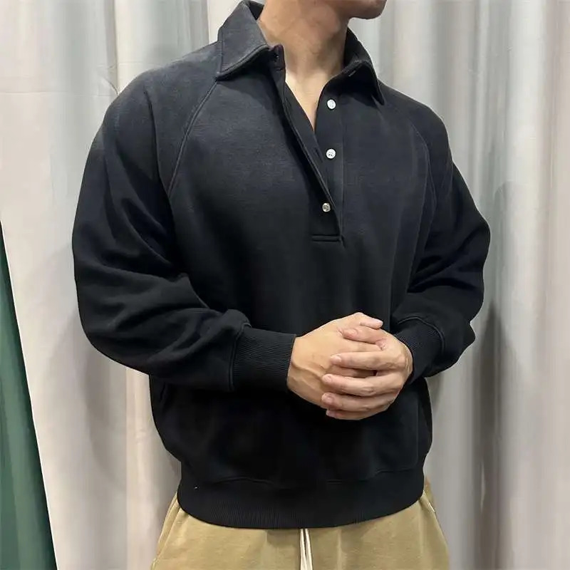 Retro Loose Polo Sweater Sports Casual Vintage Collar Long Sleeve TShirt 250814