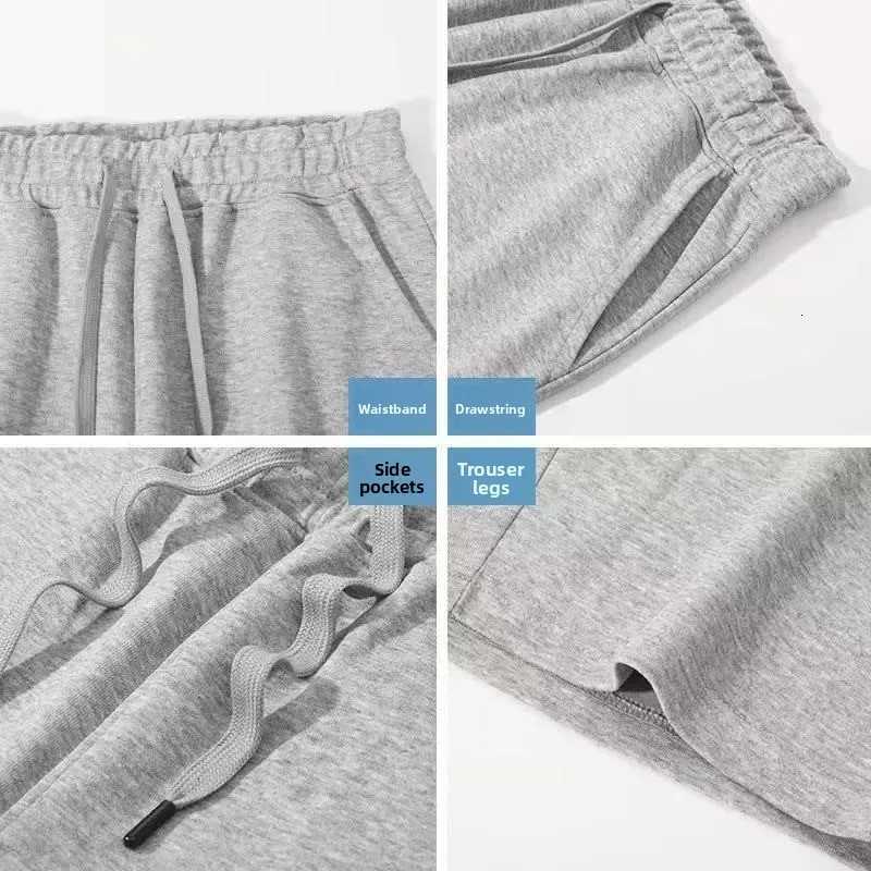 260G composite milk silk straight leg pants for mens couples casual loose fit solid color summer American shorts fashionable Y250814