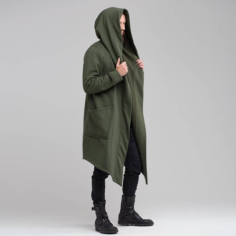 Mens Winter Hooded Cardigan Trench Coat Streetwear Solid Color Windbreaker Leisure Fashion Fleecelined Jacket Vintage Hoodie 250729