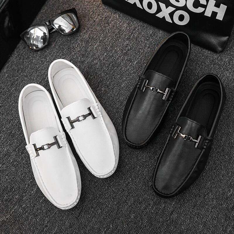 Doudou 2024 new men's leather summer trend soft soled casual shoes, one foot lazy shoes