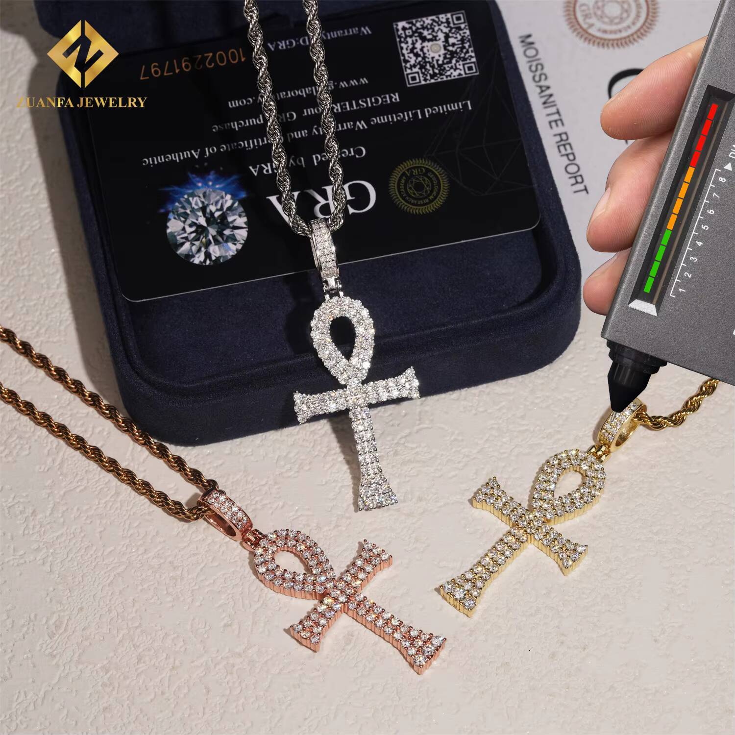 RTS Wholesale Price 925 Silver Moissanite Cross Pendants Hip Hop Jewelry Men Women Iced Out Fashion Cross Charms Pendant