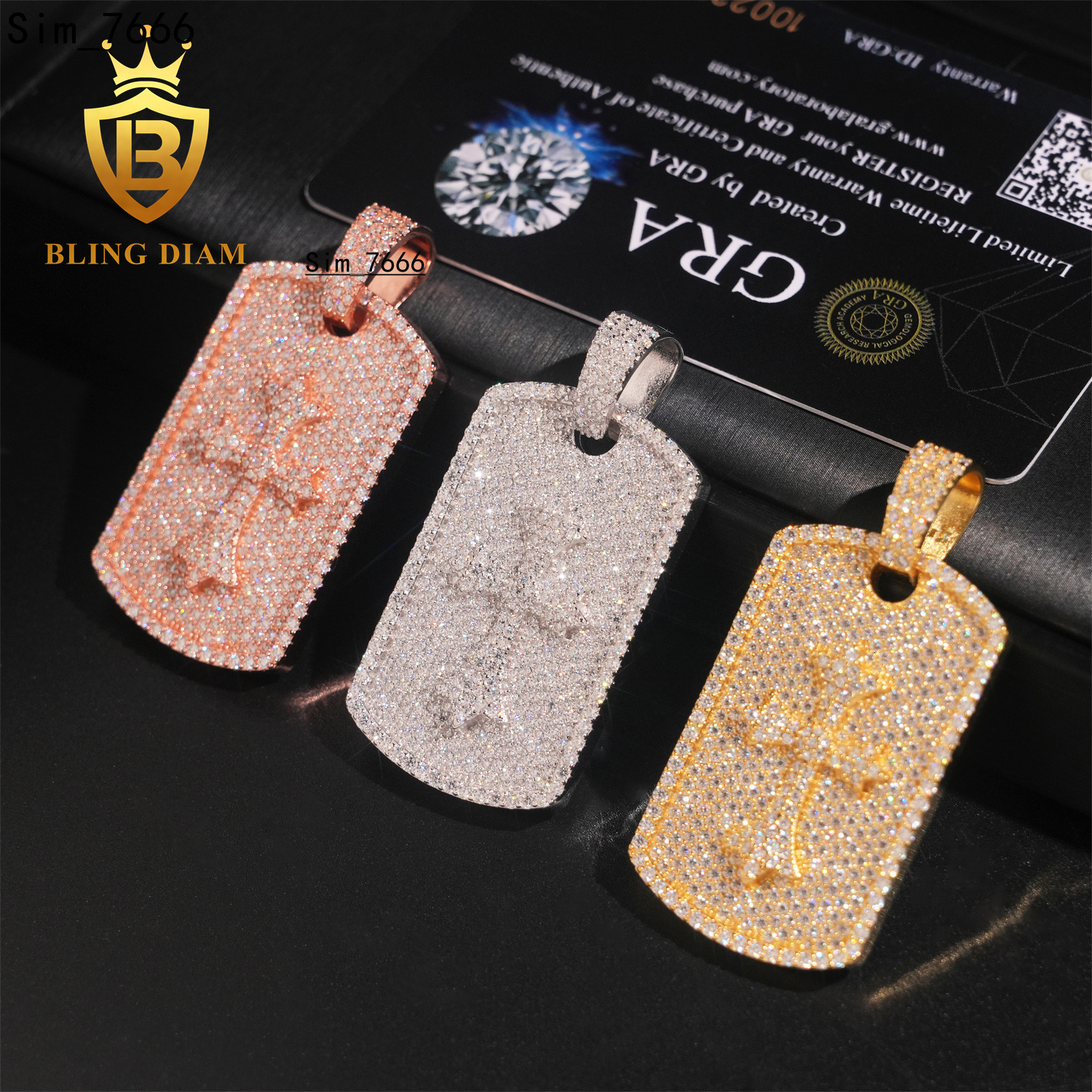 Hip Hop Jewelry Tag Pendant Fully Iced Out Moissanite Diamond Pendant 925 Soild Silver Ready to Ship