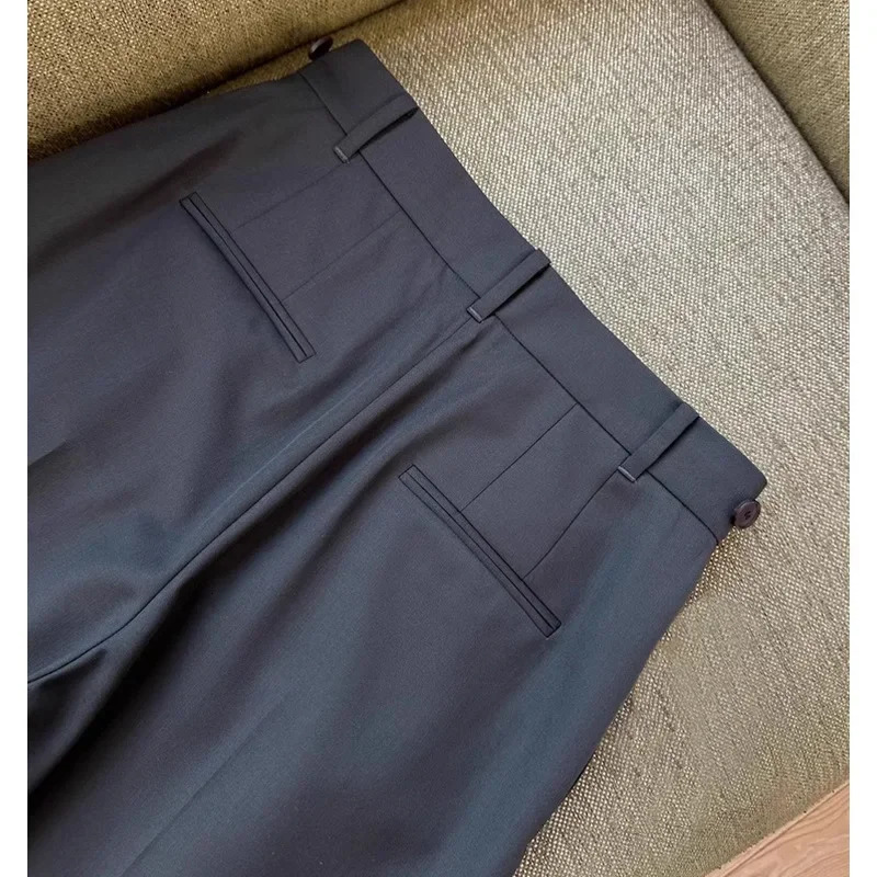 High Waist Straight Leg Italian Spun Wool Wide Suit Pants for Women Slimming Effect Eye Closed Recommendation 250808