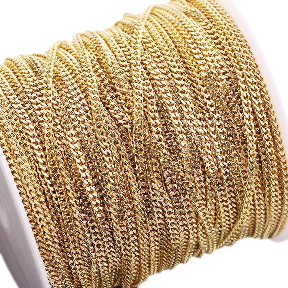 Real 14K Gold Filled 2/3/4/5mm Cuban Chain for Women and Men Jewelry Making Necklaces 925 Silver