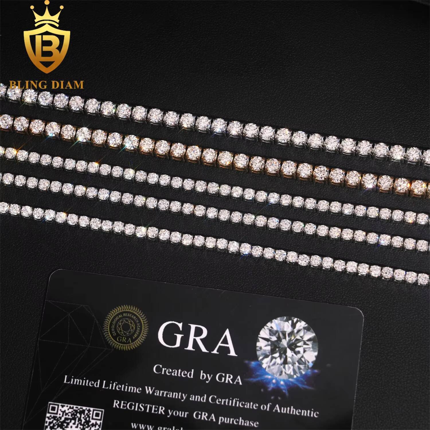 3mm 4mm 5mm Luxury Jewelry 316L Stainless Steel Vvs1 Moissanite Cluster Tennis Chains Charm Bracelet K Gold Necklace