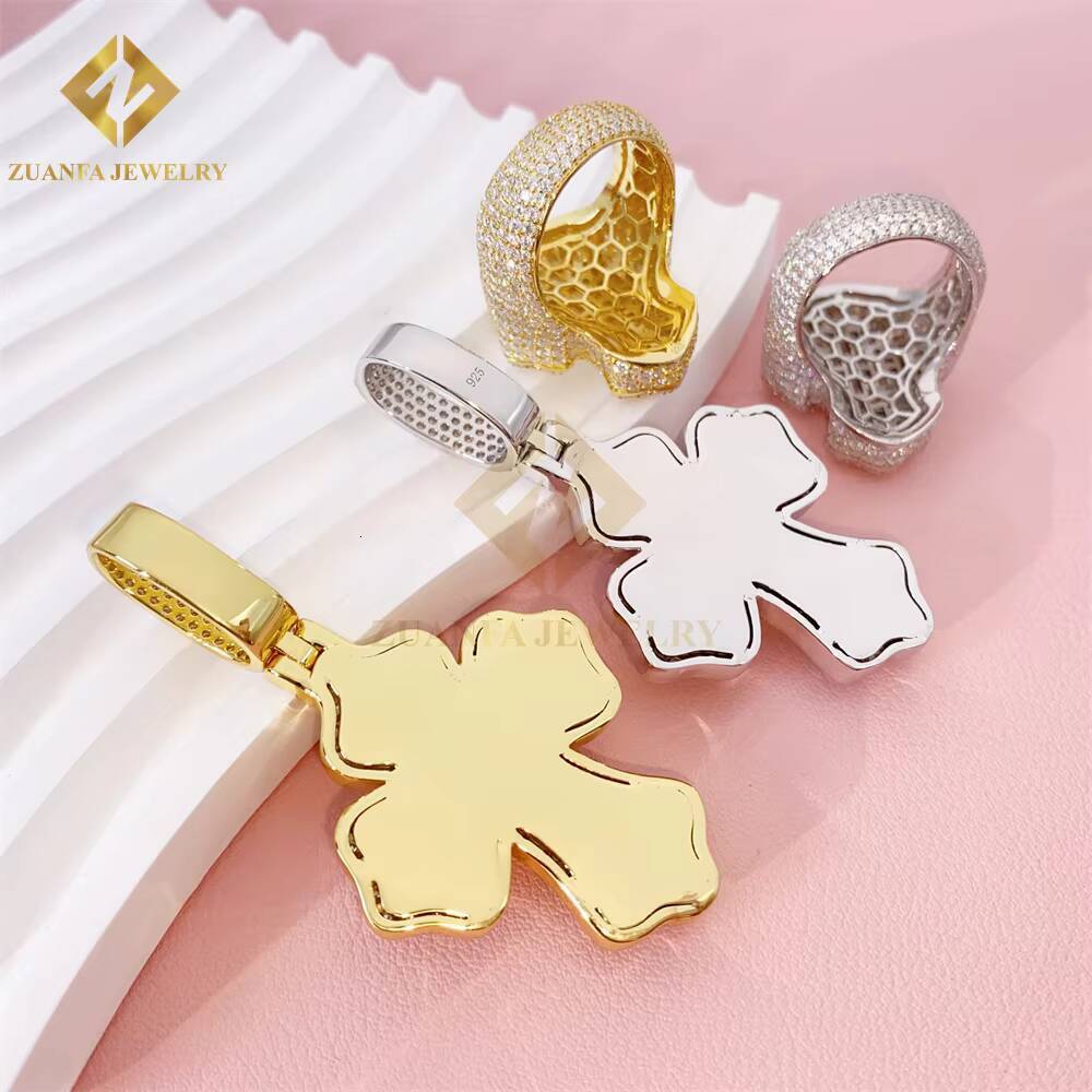 RTS Hot Sale Baguette Pendant Ring Set 925 Sterling Silver Moissnaite Diamonds Shining Jewelry Sets Cross Rings