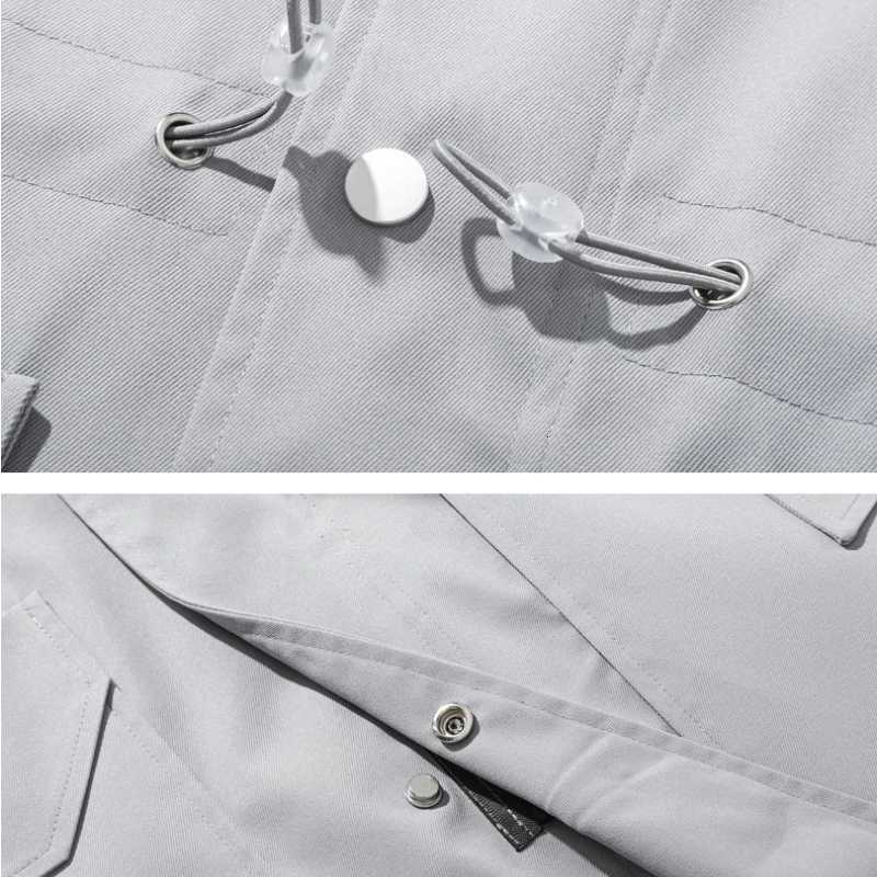 New Autumn Solid Color Mens Hooded Jacket Daily Casual Long Windbreaker Warm Windproof Extended Jacket. M-3XL W250815