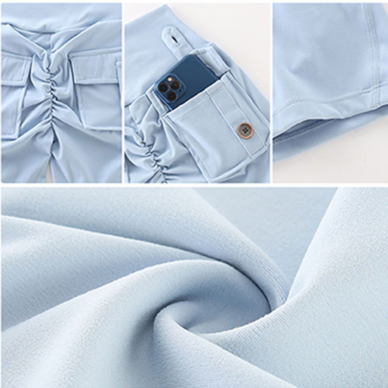 Tight-Fitting Spandex Shorties With Built-In Pocket Design Suitable for Various Exercises