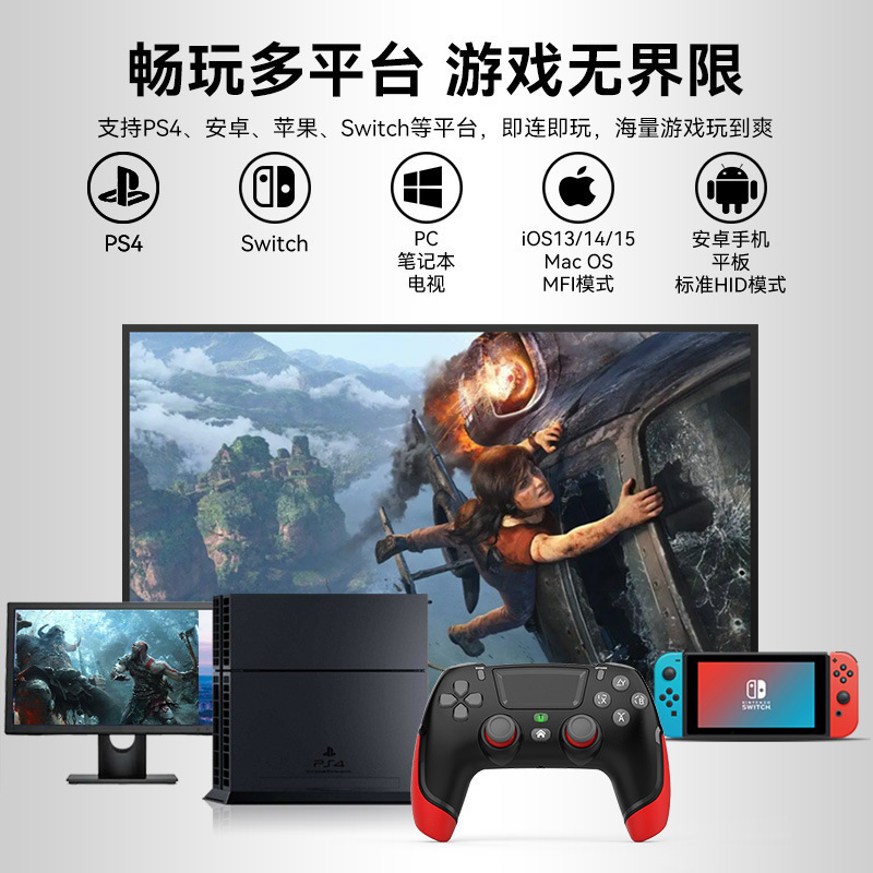 Saitake Controllers for Custom Remote with Hall 3D Joystick RGB Wireless Game Playstation 4 240418