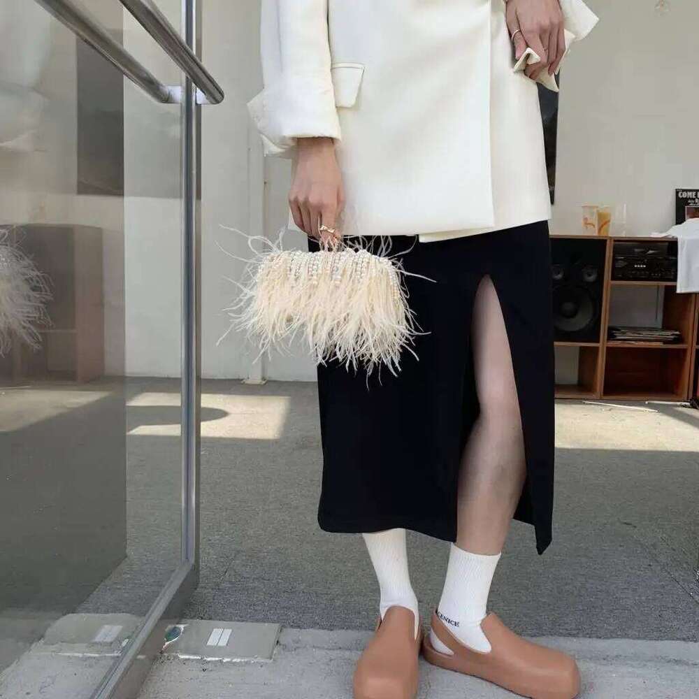 Designer bag 52 Ostrich Fur Feather handbag coin wedding purse Evening Wallet Bag Women Clutch Dia Knuckle Rings Dinner