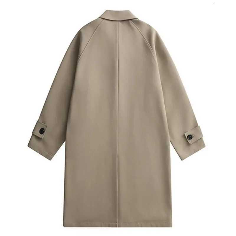 Spring Autumn Men Long Coat Windbreaker Casual Loose Design Solid Color Trench Coat Men Fashion Korean Style Mens Jackets Outerwear W250815