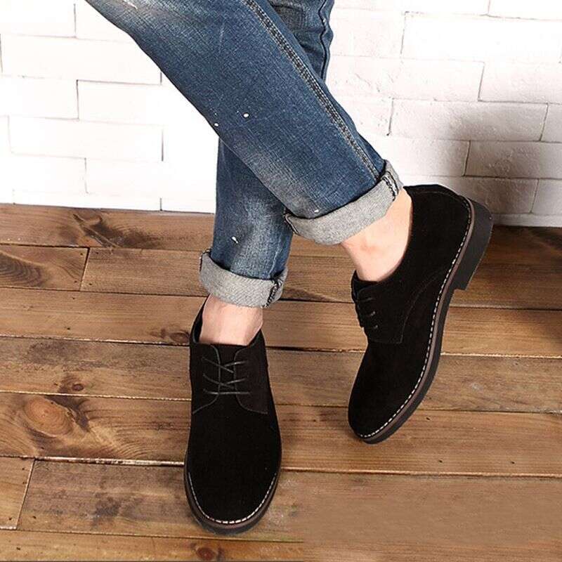 Plus Size Men's Genuine Business Casual Shoes Pure British Style Suede Leather Middle-aged And Elderly