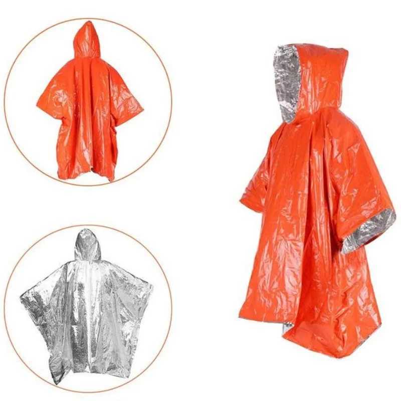 Outdoor Portable Raincoat Hooded Waterproof Cold Insulation Emergency Rain Poncho Motorcycle Rain Cover Camping Hiking Travel Y250814