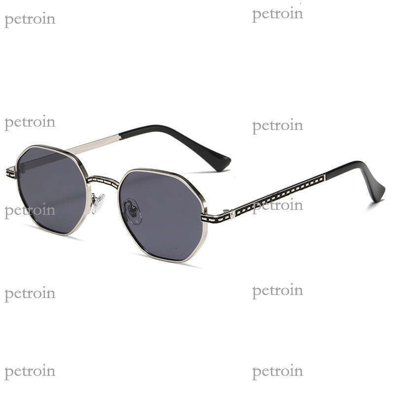 Fashion Polygon Gradient Sunset Metal Unisex Versatile UV Protection Sunglasses