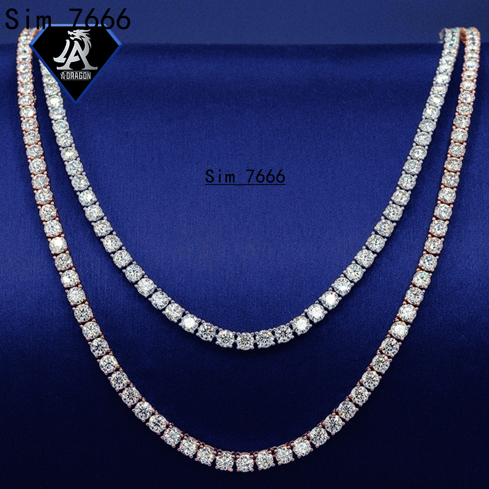 4mm Multicolor Moissanite Tennis Chain VVS Clarity Gold Plated 925 Sterling Silver Unique Design Moissanite Tennis Chain