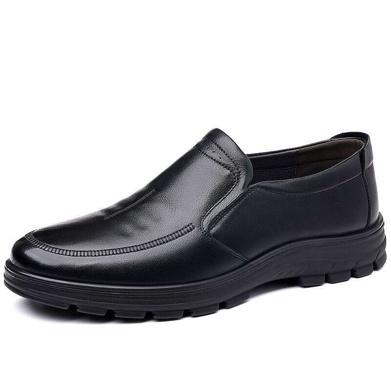 Dad's In Autumn Winter With Plush Warm Leather Business Casual Shoes, One Foot Leather, Extra Large Size For Middle-aged