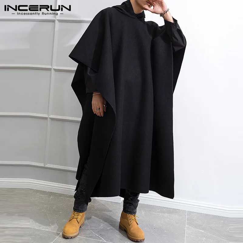 2023 Fashion Men Cloak Coats Hooded Solid Loose Streetwear Punk Windproof Mens Trench Chic Winter Long Cape Poncho W250815