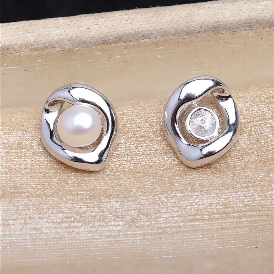DHcollections DIY Sier Smooth Twist Earring Settings 5mm Eye Style Simple Earrings S Pearl Accessories 5605