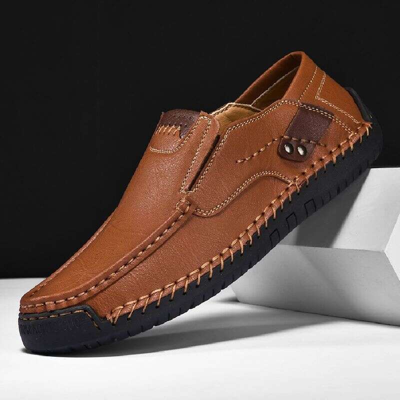 9916 Men's Outdoor Casual One Foot Flat Sole Handmade Shoes, Spring Low Top Large Size Lefu Cow Leather Surface