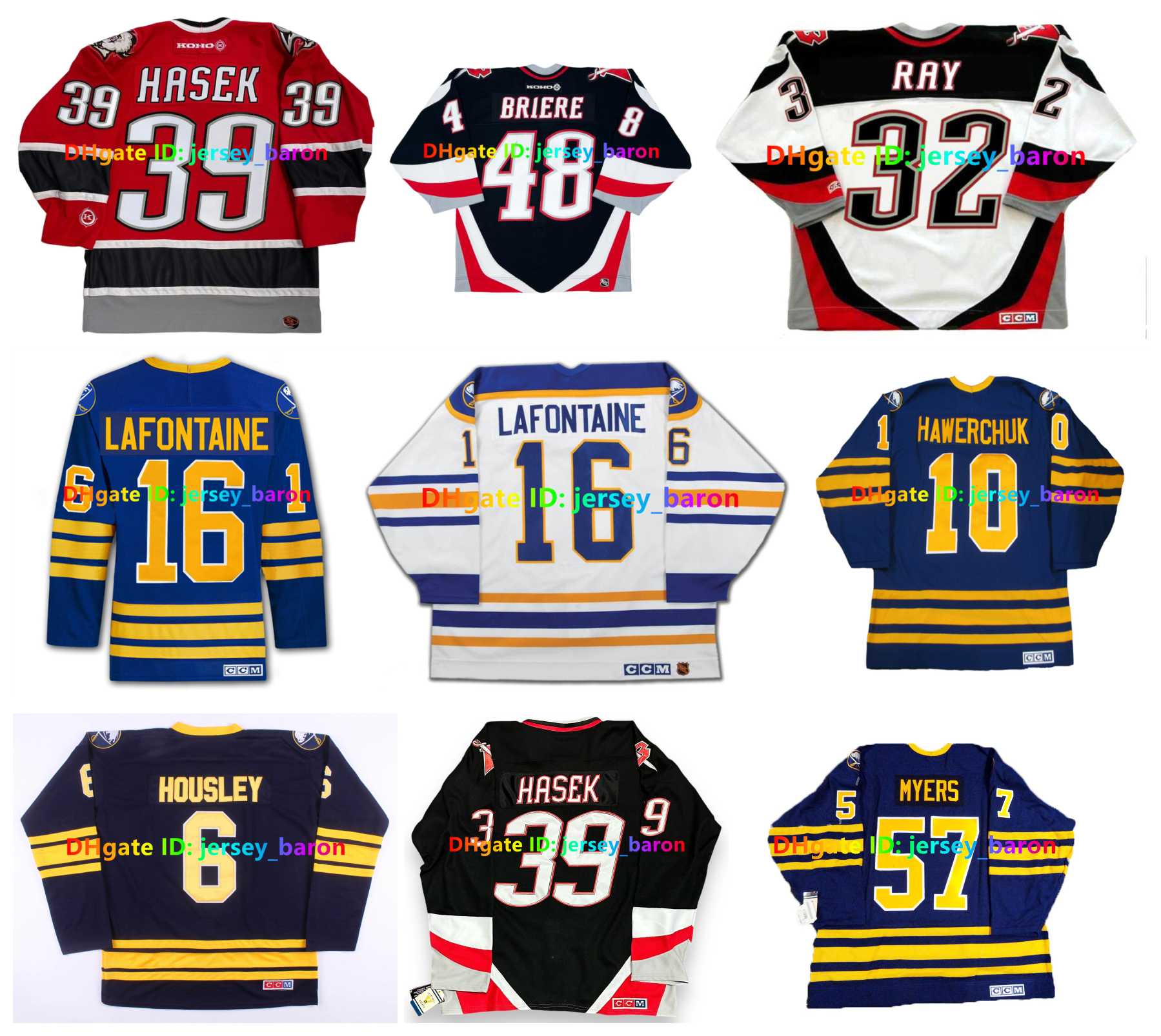 Dominik Hasek DANIEL BRIERE Sabres Throwback Hockey Jerseys ALEXANDER MOGILNY CHRIS DRURY GILBERT PERREAULT RYAN MILLER PHIL HOUSLEY MARTIN BIRON Size S-4XL