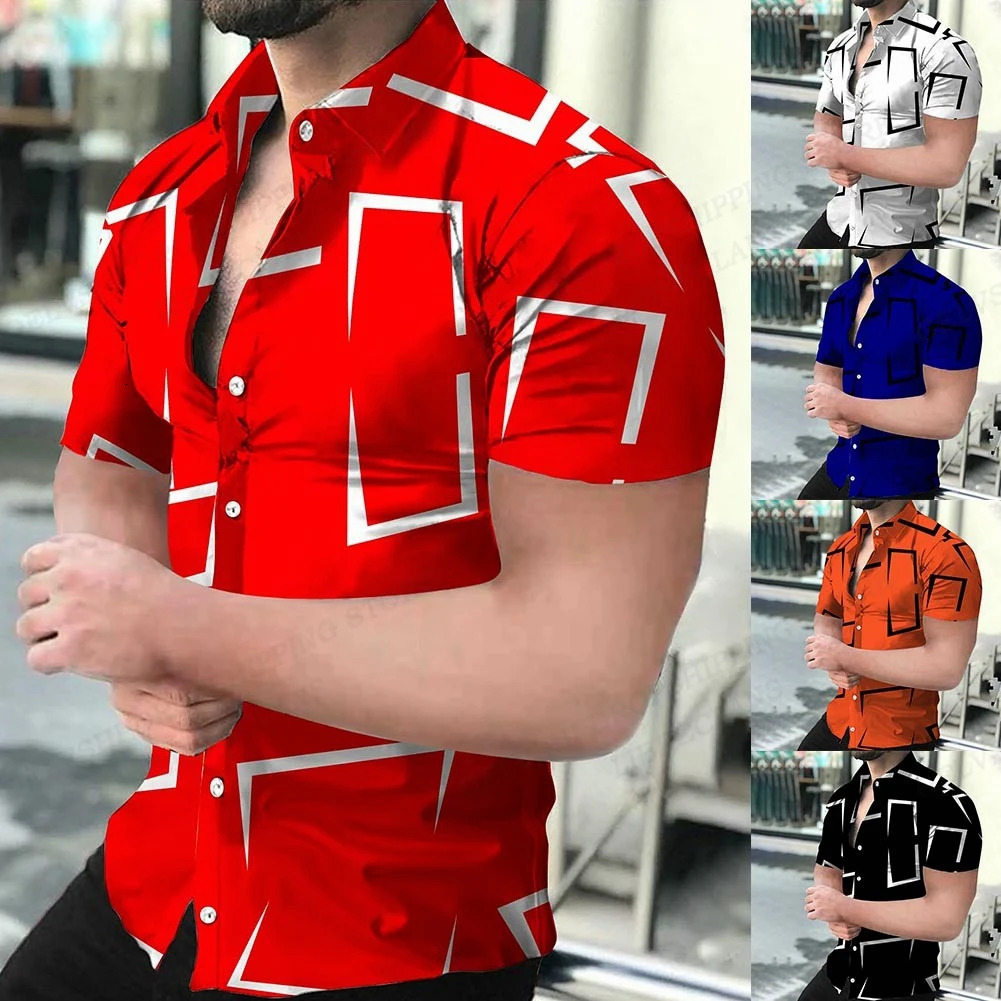 Geometric 3d Print Beach Shirts Short Sleeve Hawaiian Mens Blouses Graphic Shirt Cuba Camisa Clothing 250804