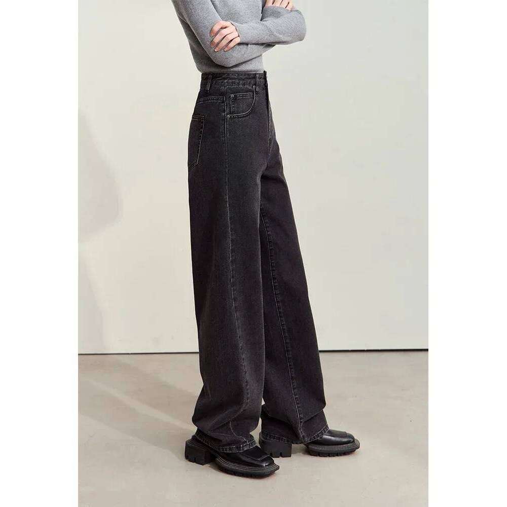 Amii Minimalism Women's Jeans 2024 Autumn New Casual Cotton Denim Pants Retro Trendy Loose Straight Wide-leg Trousers 12443249