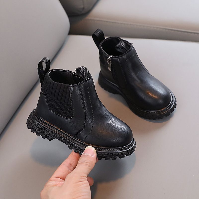 Fashion Kids Boots PU Leather Boots New Winter Children's Shoes Kidsnest Boys Girls Anti Slip Foot Warmer Toddler Snow Boots Size US 5C-12.5C