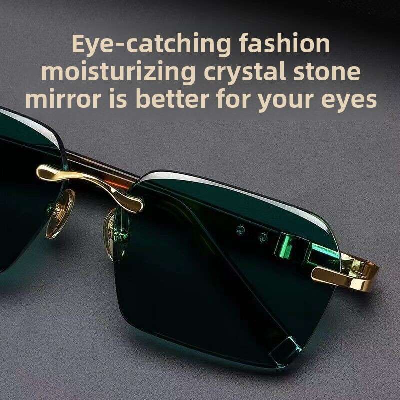 Direct Natural Tea Color Sunglasses Crystal Glasses for Men Stone Frameless Cool Eye Care
