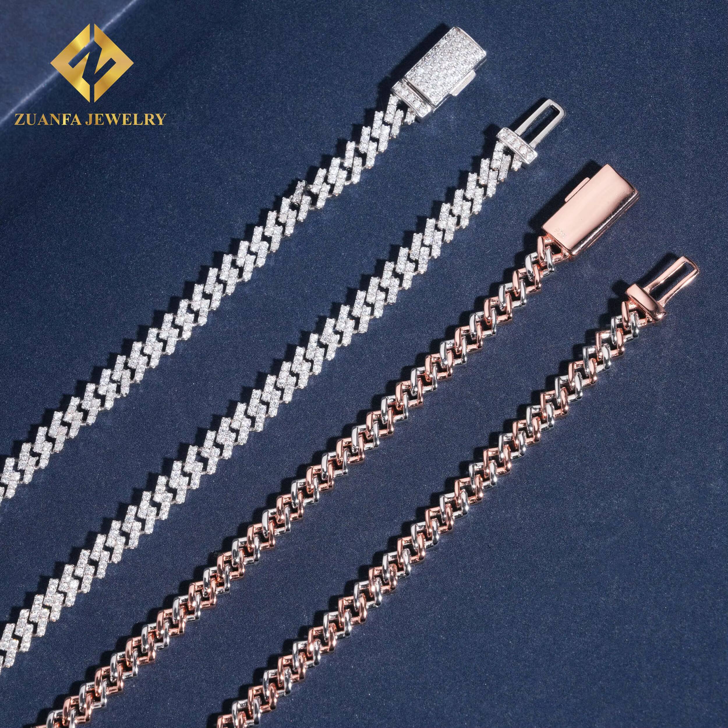 Hot Sale Cheap Price 5mm Moissanite Pass Diamond Tester Men Jewelry 925 Silver Cuban Link Chain White Gold Plated Popular Chain