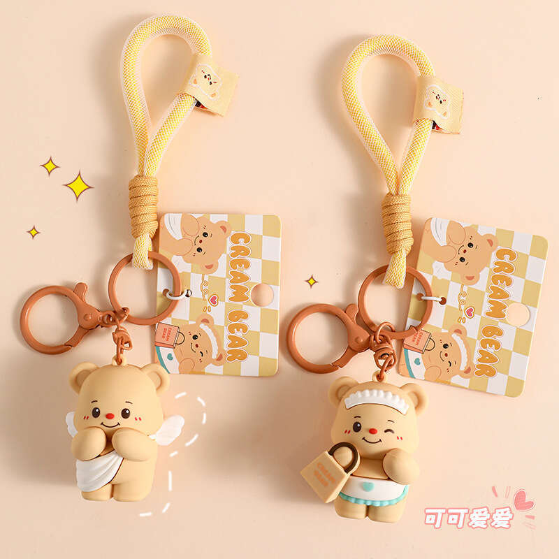 Free shipping Graceful Genuine Creative Cartoon Butter Bear Plush Pendant Keychain Couple Bag Charm Small Gift