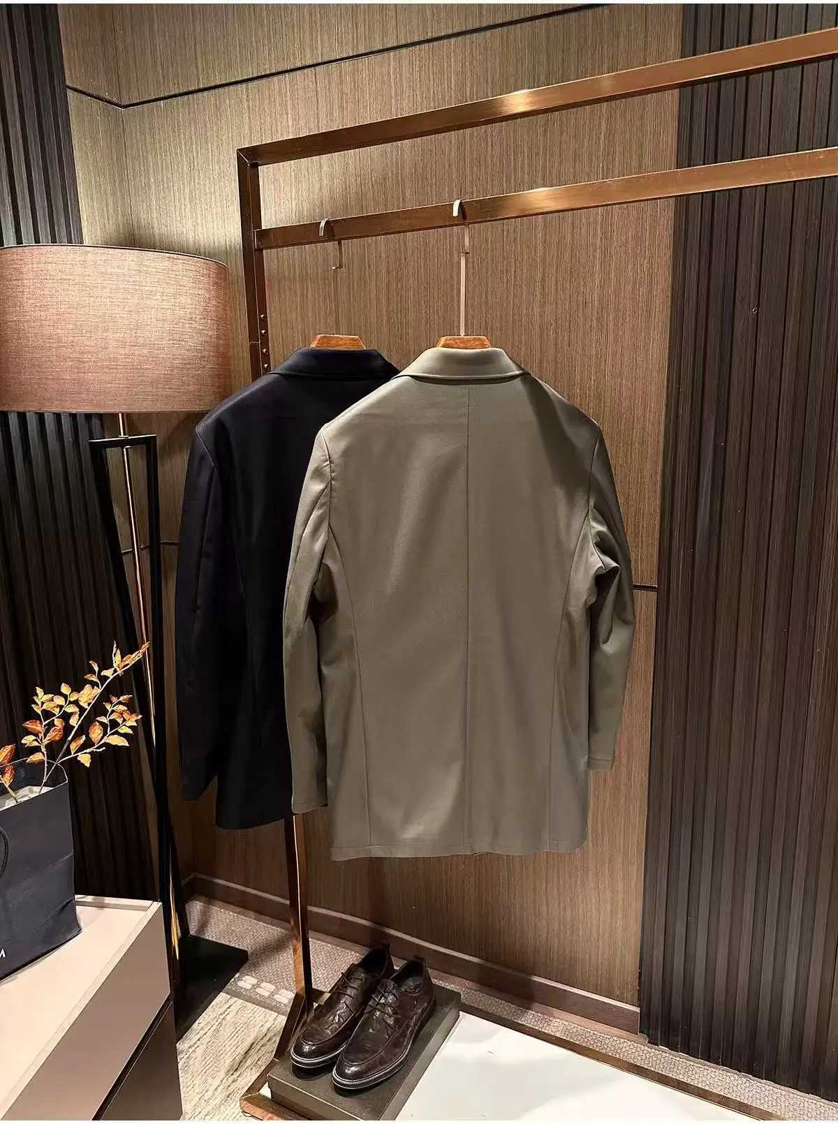 Autumn New Mens Solid Color Versatile Lapel Mid-Length Trench Coat Jacket W250815