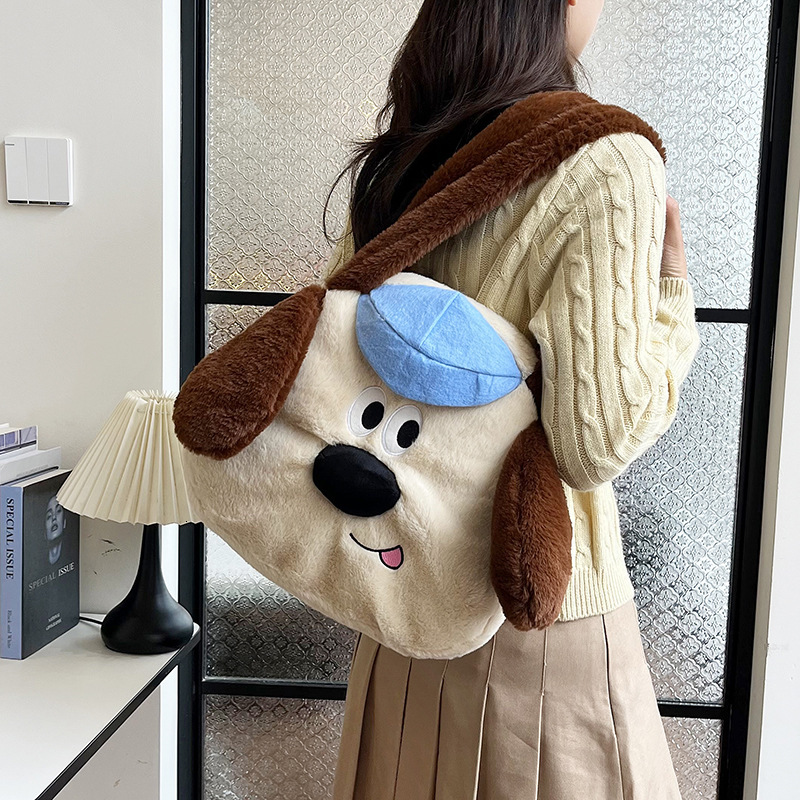 2025 Autumn New Women's Shoulder Bag Fashion Cartoon Cute Plush Women's Bag New Fashion Large Capacity Handbag Autumn New Designer Bag
