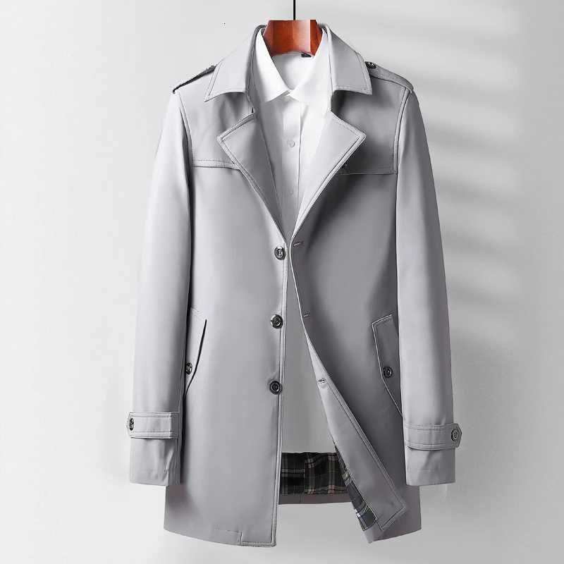 Mens Spring and Autumn 2024 New Fashion Handsome Lapel Long Windbreaker Middle-aged Business Casual Windbreaker Coat W250815