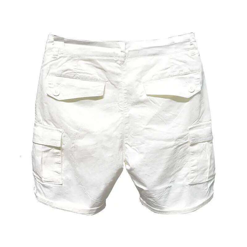 Korean Washed Men's Slim Jeans Designer Denim Short Pants for Summer Boyfriend Stretch Straight White Cargo Cotton Shorts