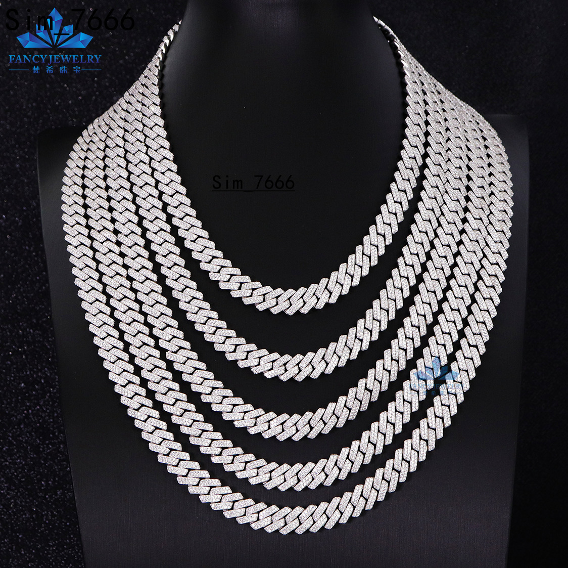 Factory Direct Sale 925 Sterling Silver Cuban Link Chain 8mm-10mm Moissanite Diamond Bracelet Necklace for Men Gift