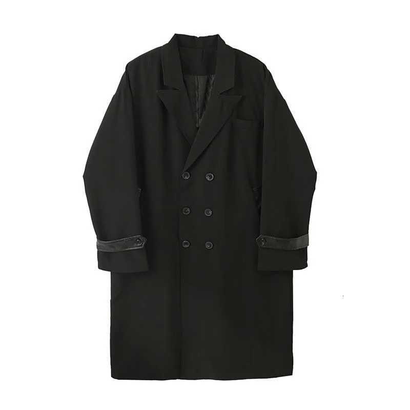 UMI MAO Yamamoto Yohji Classic All-match Black Simple Mid-length Windbreaker Korean Style Temperament Women Men Trench Coat Y2K W250815