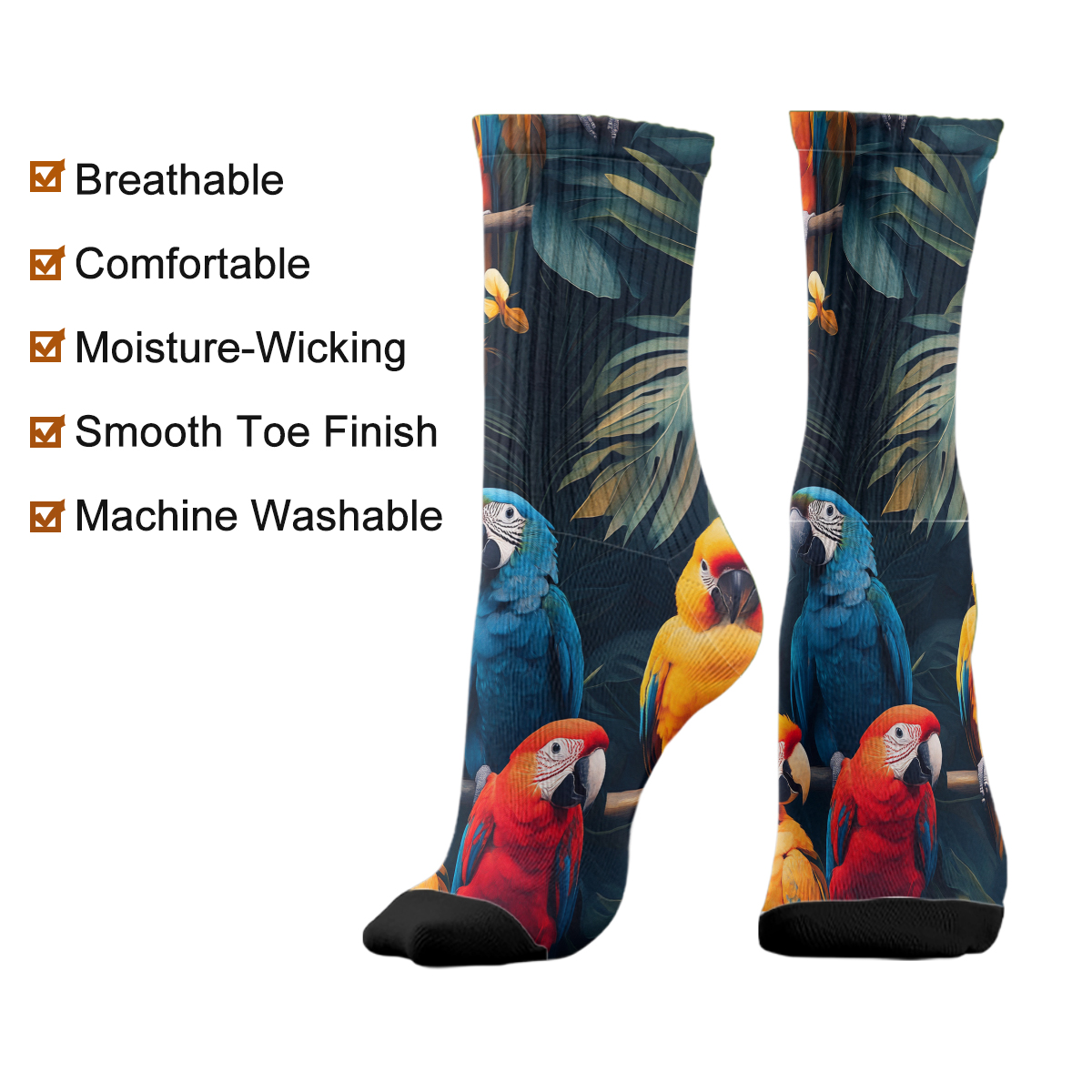 Tropical Parrot Jungle Unisex Tube Designer Sock C150