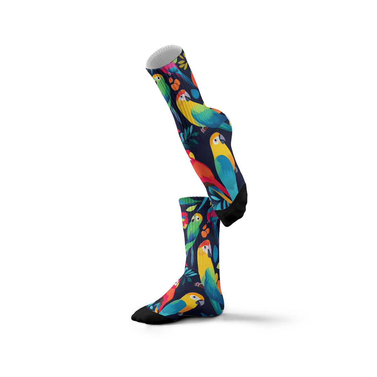 Vibrant Parrot Print Unisex Tube Designer Sock C149