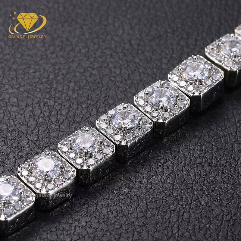 Fine Tennis Bracelet Bangles Iced Out 925 Sterling Silver Jewelry Unisex Moissanite Diamond Necklace Cluster Tennis Chain