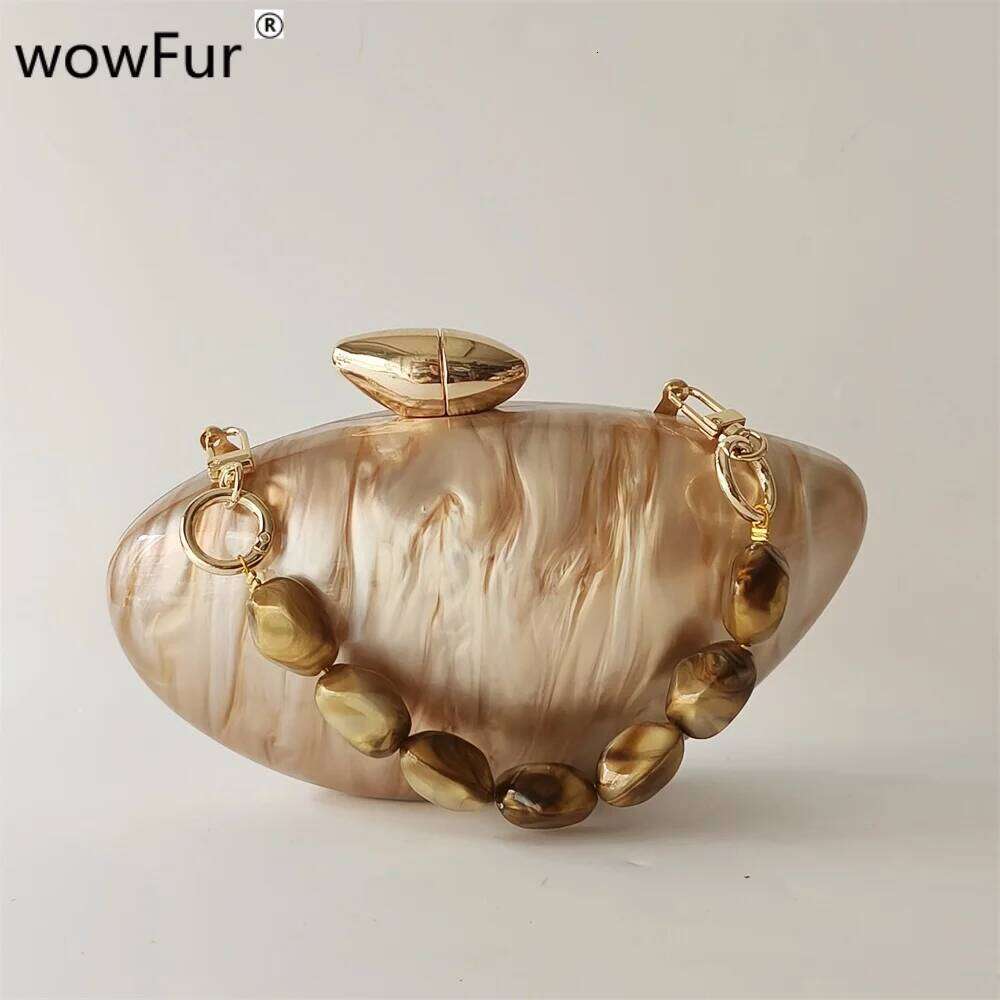 Designer bag 52 Shell Brand Pearl Brown Marble Acrylic Box Clutches Bag Wedding Party Mini Purse Evening Female Bridal Handbag