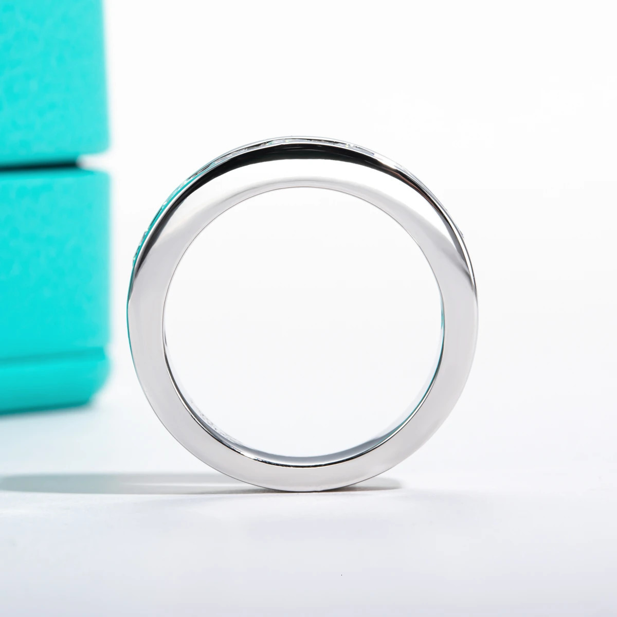 AnuJewel 4mm Wedding Band 925 Sterling Silver Lab Created Diamond Band Ring Men Women Ring Customized Jewelry 250807