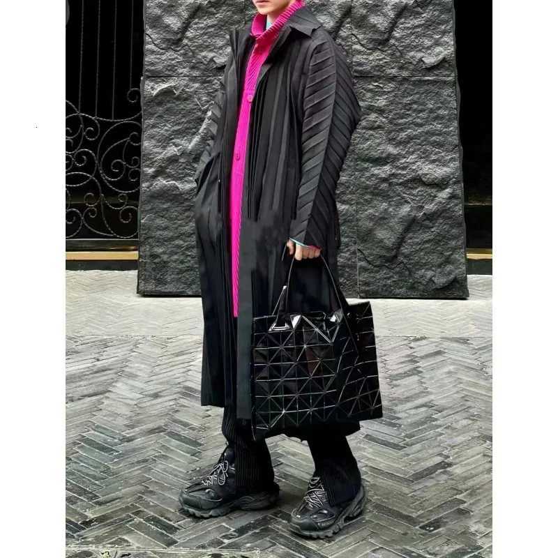 Miyake Pleated Mens Trench Coat 2025 Spring Summer New Casual Commuter Fold Jacket Solid Personality Original Long Pleat Jacket W250815